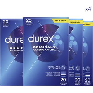 Durex - Condooms - Classic Natural - 4 x 20 stuks - Voordeelverpakking