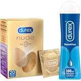 Durex - 20 stuks Condooms - Nude No Latex - 100ml Glijmiddel - Play Sensitive - Voordeelverpakking