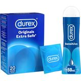Durex - 20 stuks Condooms - Extra Safe - 50 ml Glijmiddel - Play Sensitive - Voordeelverpakking