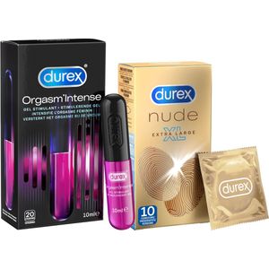 Durex - 10 stuks Condooms - Nude XL - 10 ml Glijmiddel - Intense Orgasm - Voordeelverpakking