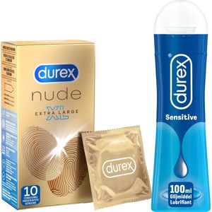 Durex - 10 stuks Condooms - Nude XL - 100 ml Glijmiddel - Play Sensitive - Voordeelverpakking