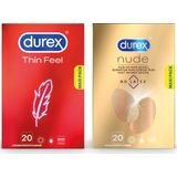 Durex - 40 Condooms - Thin Feel 20 stuks - Nude No Latex 20 stuks - Voordeelverpakking