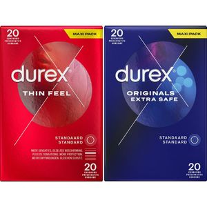 Durex - 40 stuks Condooms - Thin Feel 20 stuks - Extra Safe 20 stuks - Voordeelverpakking