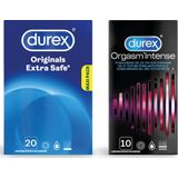 Durex - 30 Condooms - Extra Safe 20 stuks - Orgasm Intense 10 stuks - Voordeelverpakking