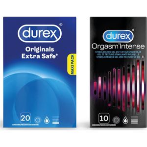 Durex - 30 Condooms - Extra Safe 20 stuks - Orgasm Intense 10 stuks - Voordeelverpakking