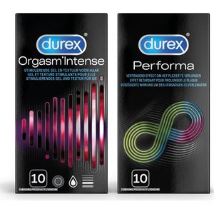Durex - 20 stuks Condooms - Orgasm Intense 1x10 stuks - Performa 1x10 stuks - Voordeelverpakking