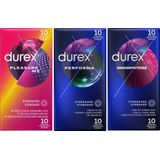 Durex - 30 stuks Condooms - Pleasure Me 10 stuks met ribbels - Orgasm Intense Stimulerende Gel 10 stuks - Performa 10 stuks vertragende effect - Voordeelverpakking