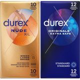 Durex - 22 stuks Condooms - Nude XL 1x10 stuks - Extra Safe 1x12 stuks - Voordeelverpakking