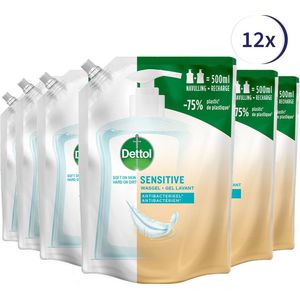 Dettol - Handzeep - Antibacterieel - Navulling Sensitive - 12x 500ML - Voordeelverpakking