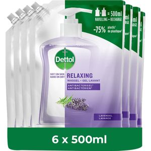 Dettol - Handzeep - Antibacterieel - Navulling Relaxing Lavender - 6x 500ML - Voordeelverpakking