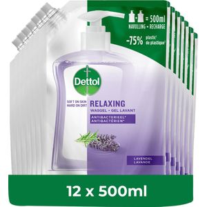 Dettol - Handzeep - Antibacterieel - Navulling Relaxing Lavender - 12x 500ML - Voordeelverpakking