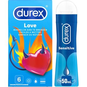 Durex - Love Condooms 6 stuks & Play Sensitive Glijmiddel 50 ml Pakket