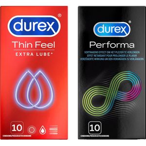 Durex - 20 Condooms - Thin Feel Extra Lube 10st - Performa 10st