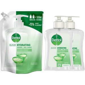Dettol - Refill Hydrating Aloe Vera 500ML - Hydrating Aloe Vera 2x250ML - Voordeelverpakking