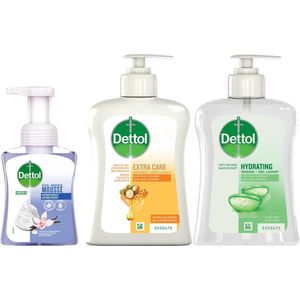 Dettol - Hydrating Aloe Vera 250ML - Mousse Vanilla & Orchid 250ML - Extra Care Honey & Sheabutter 250ML - 3x250ML - Voordeelverpakking