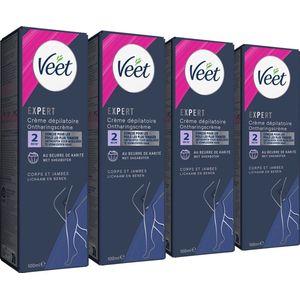 Veet Expert Ontharingscreme met sheaboter - Lichaam & benen - Alle huidtypes - 100ml - 4 stuks - Voordeelverpakking
