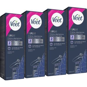 Veet Expert Ontharingscreme met applicator - Oksels - Alle huidtypes - 100ml - 4 stuks - Voordeelverpakking