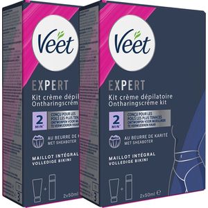 Veet - Expert - Ontharingscreme Bikini Kit 100ml (2 x 50ml) - 2 Stuks - Voordeelverpakking