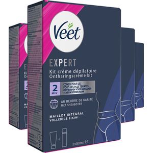 Veet Expert Volledige Bikini Ontharingscrème kit - Alle huidtypes - 200ml - 4 stuks - Voordeelverpakking