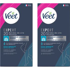 Veet Expert Ontharingsstrips - Lichaam & benen - Gevoelige huid - 20 stuks - 2 stuks - Voordeelverpakking