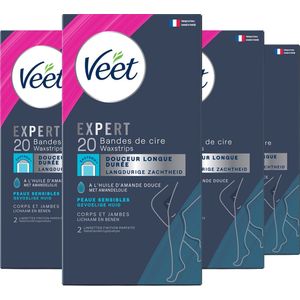 Veet Expert Ontharingsstrips - Lichaam & benen - Gevoelige huid - 20 stuks - 4 stuks - Voordeelverpakking