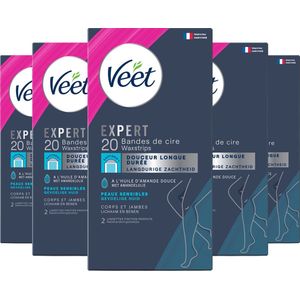Veet Expert Ontharingsstrips - Lichaam & benen - Gevoelige huid - 20 stuks - 5 stuks - Voordeelverpakking