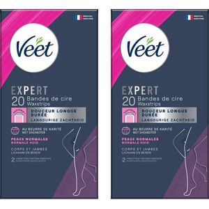 Veet Expert Ontharingsstrips - Lichaam & benen - Normale huid - 20 stuks - 2 stuks - Voordeelverpakking