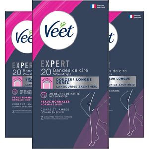 Veet Expert Ontharingsstrips - Lichaam & benen - Normale huid - 20 stuks - 3 stuks - Voordeelverpakking