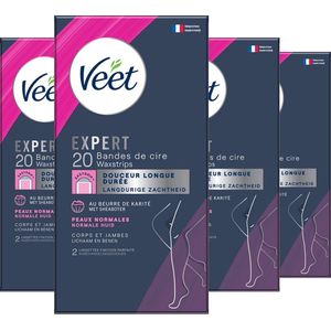 Veet Expert Ontharingsstrips - Lichaam & benen - Normale huid - 20 stuks - 4 stuks - Voordeelverpakking