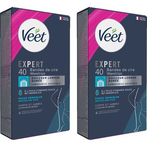 Veet Expert Ontharingsstrips - Lichaam & benen - Gevoelige huid - 40 stuks - 2 stuks - Voordeelverpakking