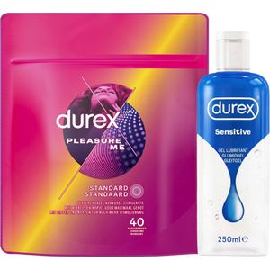 Durex - Condooms Pleasure Me 40 stuks - Glijmiddel Sensitive 250 ml - Voordeelverpakking