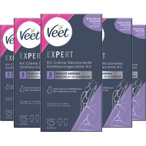 Veet Set Voor Haarontkleuring - Gezicht en Lichaam - Normale Huid - 2x75ml - 5 stuks - voordeelverpakking