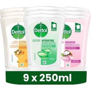 Dettol No-Touch Navulling - Aloe Vera - Extra Care Honey & Sheabutter - Sheabutter - 250ML x 9