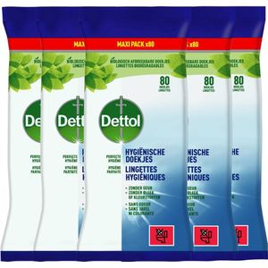 Dettol Hygiënische Schoonmaakdoekjes - 5 x 80 stuks - Voordeelverpakking