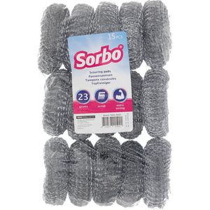 Sorbo pannenspons/metaalspons - 15x - 23 grams - extra sterk