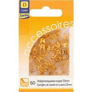 Sorbo Veiligheidsspelden - Koper - 23mm - 60 stuks