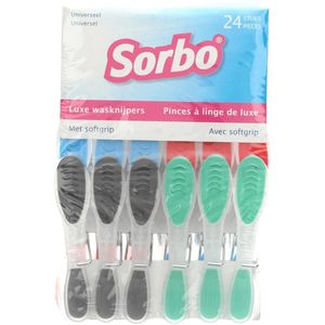 Sorbo wasknijpers plastic met softgrip (24 stuks)