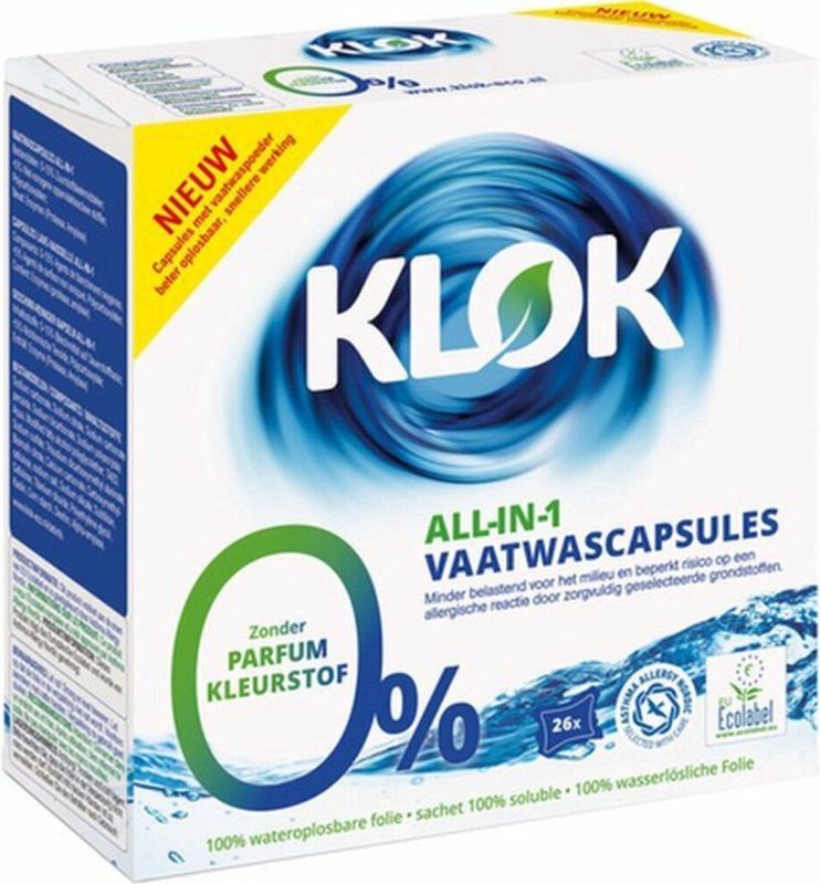 6x Klok Vaatwascapsules All In One 26 stuks