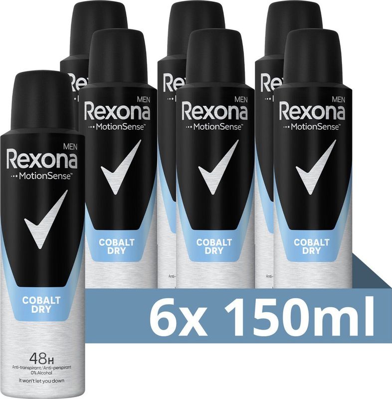Rexona Men Anti-Transpirant Deodorant Spray - Cobalt Dry - met MotionSense Technologie - 6 x 150 ml