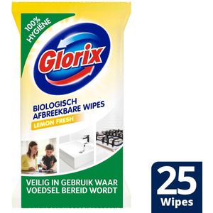 Glorix Biologisch Afbreekbare Schoonmaakdoekjes Lemon 25 stuks