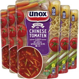 Unox Smaakfavoriet Soep In Zak - Chinese Tomatensoep - 5 x 570 ml - Voordeelverpakking