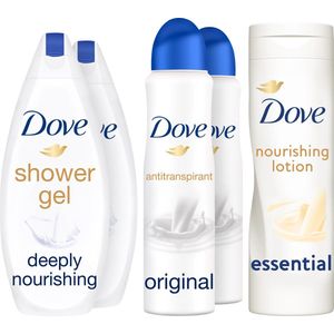 Dove Original Set - Douchegel, Anti-transpirant Deodorant Spray & Body Lotion - Voordeelverpakking