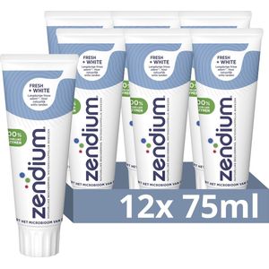 Zendium Tandpasta - Fresh+White - met 100% natuurlijke enzymen - 12 x 75 ml