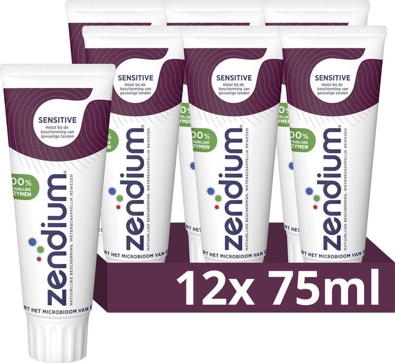 Zendium Tandpasta - Sensitive - met 100% natuurlijke enzymen - 12 x 75 ml