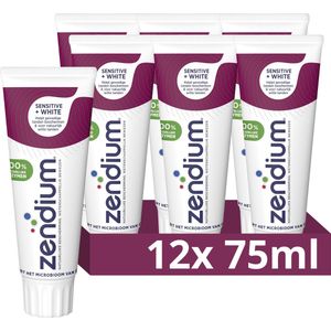Zendium Tandpasta - Sensitive+White - met 100% natuurlijke enzymen - 12 x 75 ml