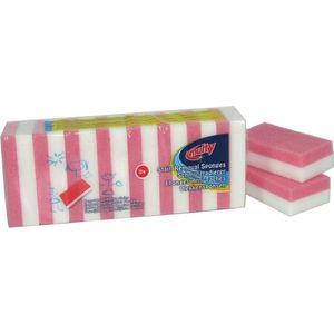 Multi vlekkenspons roze/wit. set van 8 stuks