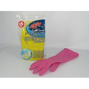 Multy - Huishoudhandschoenen maat S - Natuurlatex/Kantoen - Geel