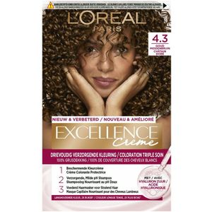 L'Oréal - Excellence Crème - Permanente Crèmekleuring - 4.3 Midden Goudbruin - 3x