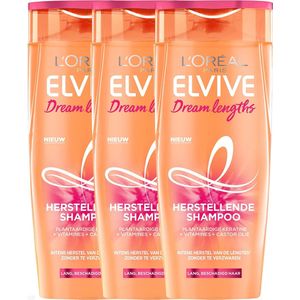 L'Oréal Paris Elvive Dream Lengths - Shampoo met Castorolie en Niacinamide - Lang en Beschadigd Haar - 3 x 250ml