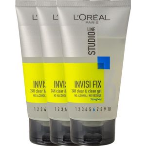 L'Oréal Paris Studio Line Invisi Fix 24H Clear & Clean Gel Strong - 3 x 150 ml - Voordeelverpakking
